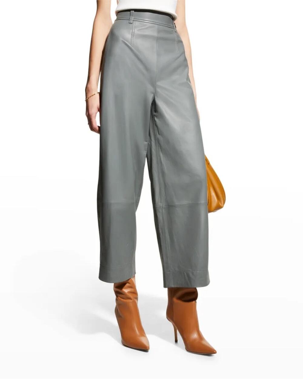 Vince NWT Leather High Waist Wide Leg Cropped Pants Size 2